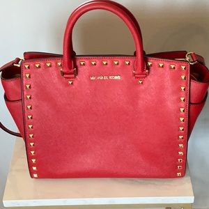 Michael Kors Large Red Saffiano studded bag